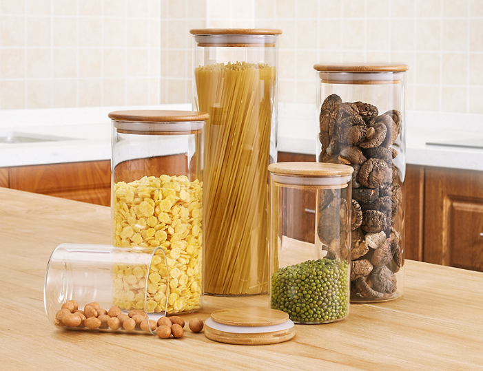 Wholesale 350ml Spice Candy Coffee Food Storage Containers Cork Lid Empty Glass Jars