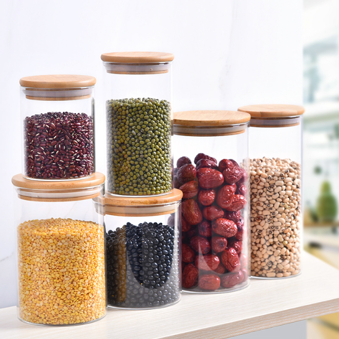 Wholesale 350ml Spice Candy Coffee Food Storage Containers Cork Lid Empty Glass Jars