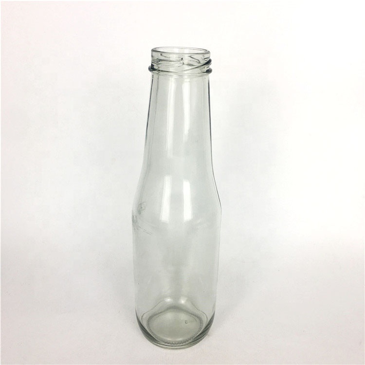 Wholesale 350ml clear juice bottle glass beverage bottle with metal lid