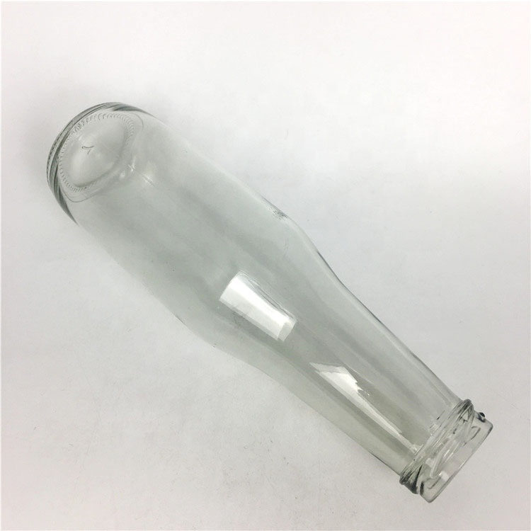 Wholesale 350ml clear juice bottle glass beverage bottle with metal lid