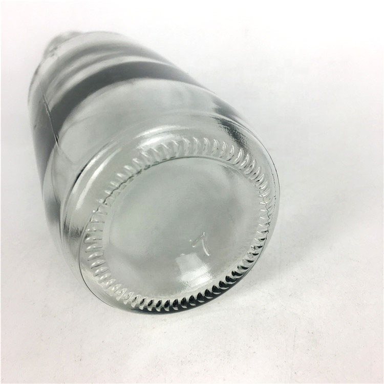 Wholesale 350ml clear juice bottle glass beverage bottle with metal lid