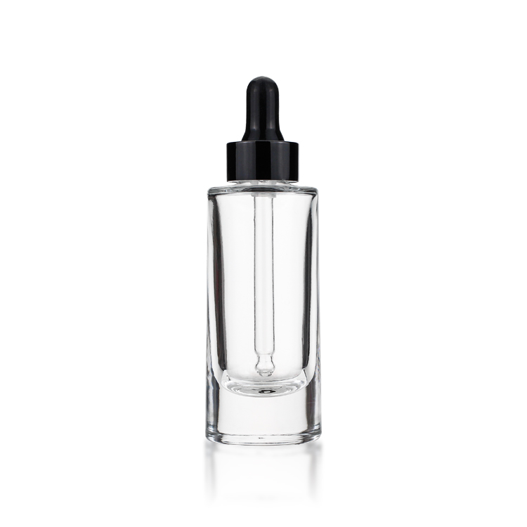 Wholesale 35ml Cosmetic Glass Bottle Simple Empty Clear Serum Bottle With Black Dropper Head