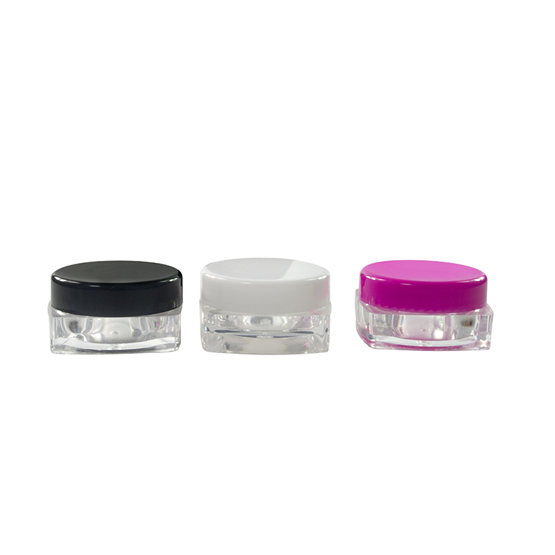 Wholesale 3g 5g plastic cosmetic skin care cream mini sample packaging round shape or square shape jar with colorful lids