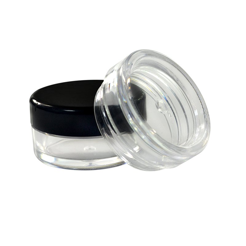 Wholesale 3g 5g plastic cosmetic skin care cream mini sample packaging round shape or square shape jar with colorful lids