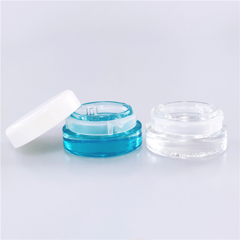 Wholesale 3g 5g transparent blue black round child proof safe glass CBD jar child resistant extracts jars container