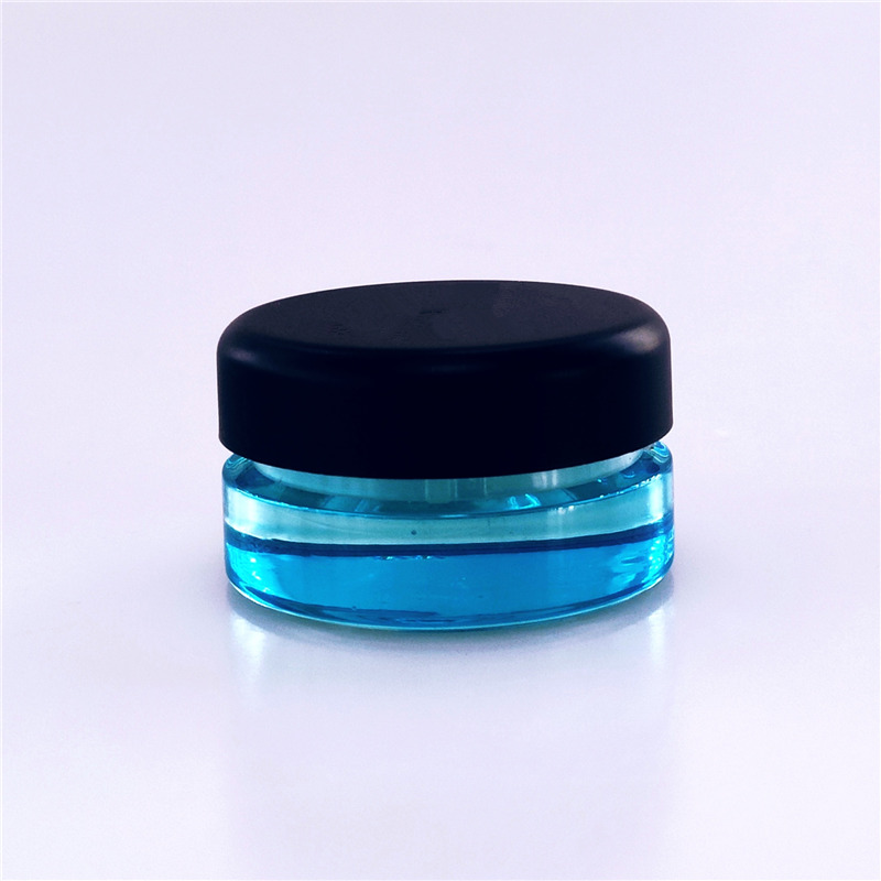 Wholesale 3g 5g transparent blue black round child proof safe glass CBD jar child resistant extracts jars container