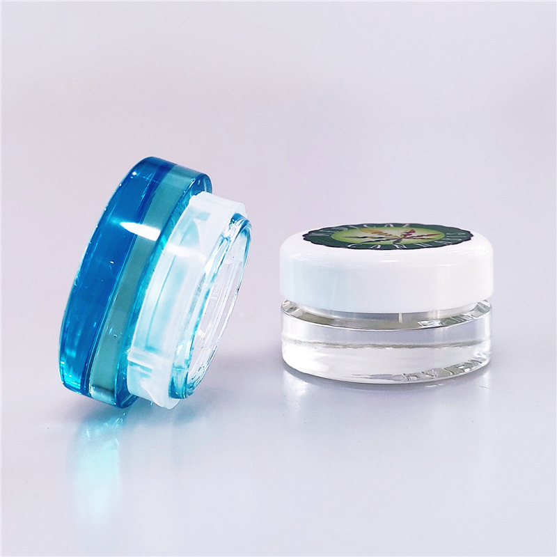 Wholesale 3g 5g transparent blue black round child proof safe glass CBD jar child resistant extracts jars container