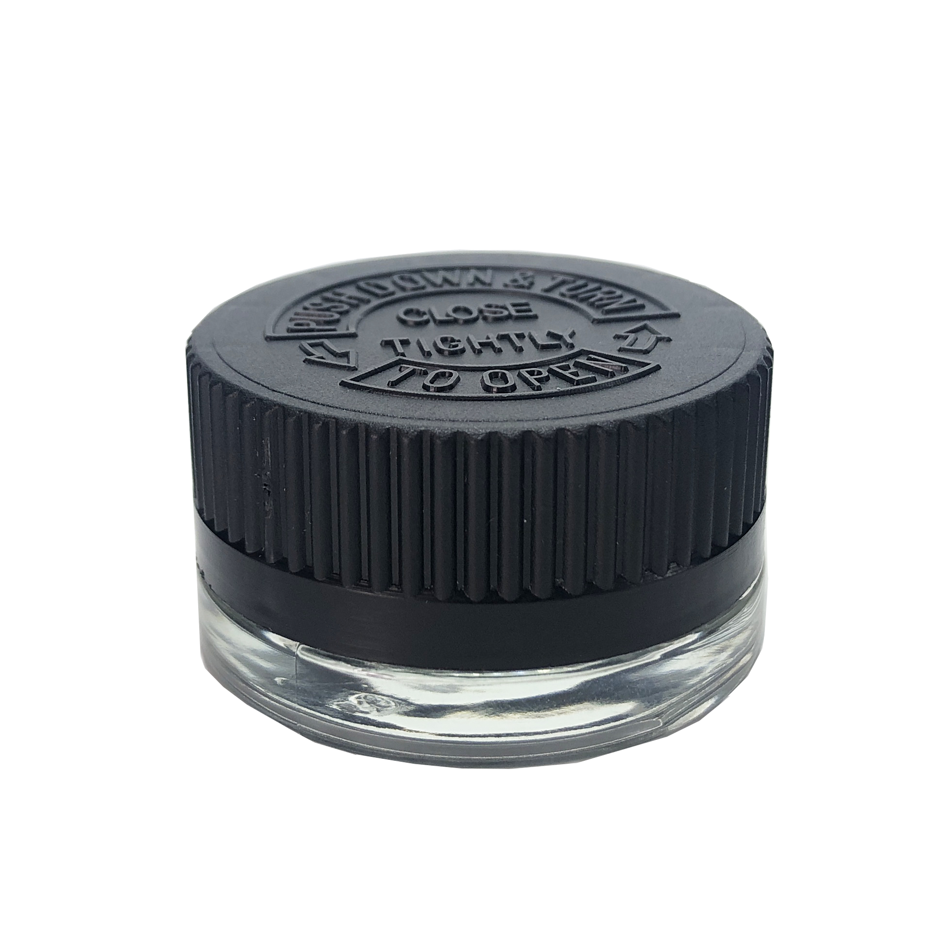 Wholesale 3ml 5ml 7ml 9ml transparent round child proof safe cbd glass jars with chid resistant cap