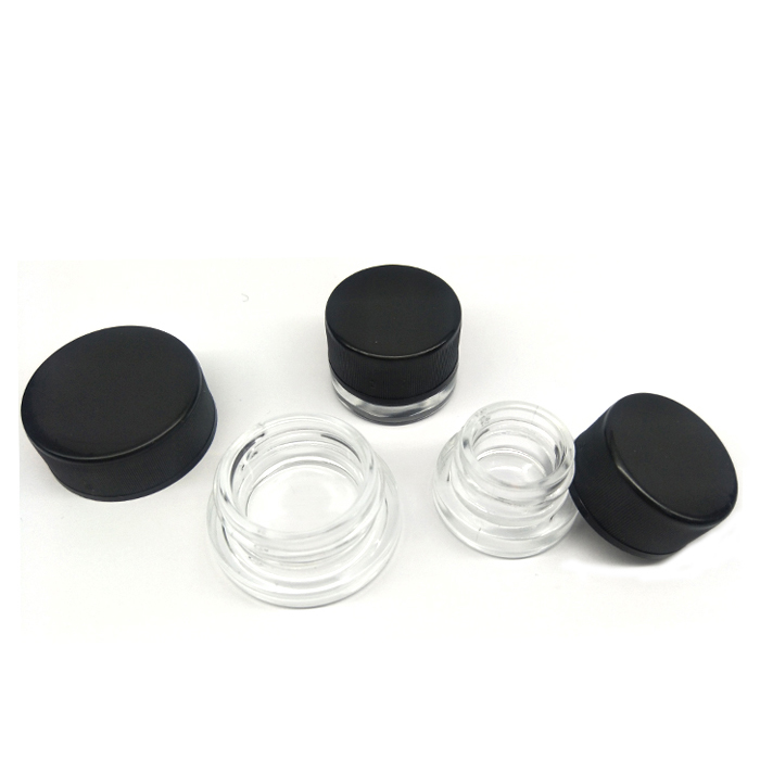 Wholesale 3ml 5ml 7ml 9ml transparent round child proof safe cbd oil concentrates glass jars with chid resistant cap
