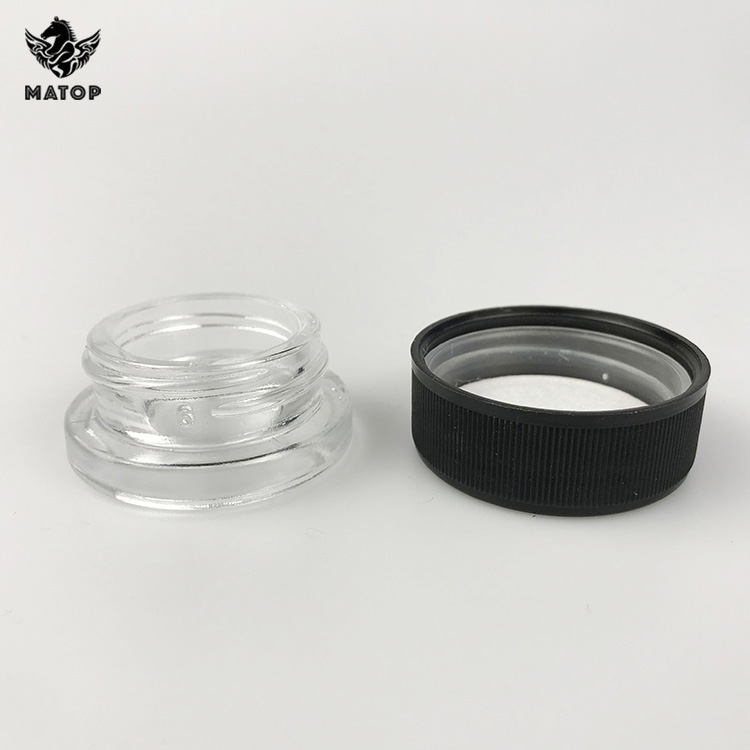 Wholesale 3ml 5ml 7ml 9ml transparent round mini childproof cbd oil concentrates glass jars