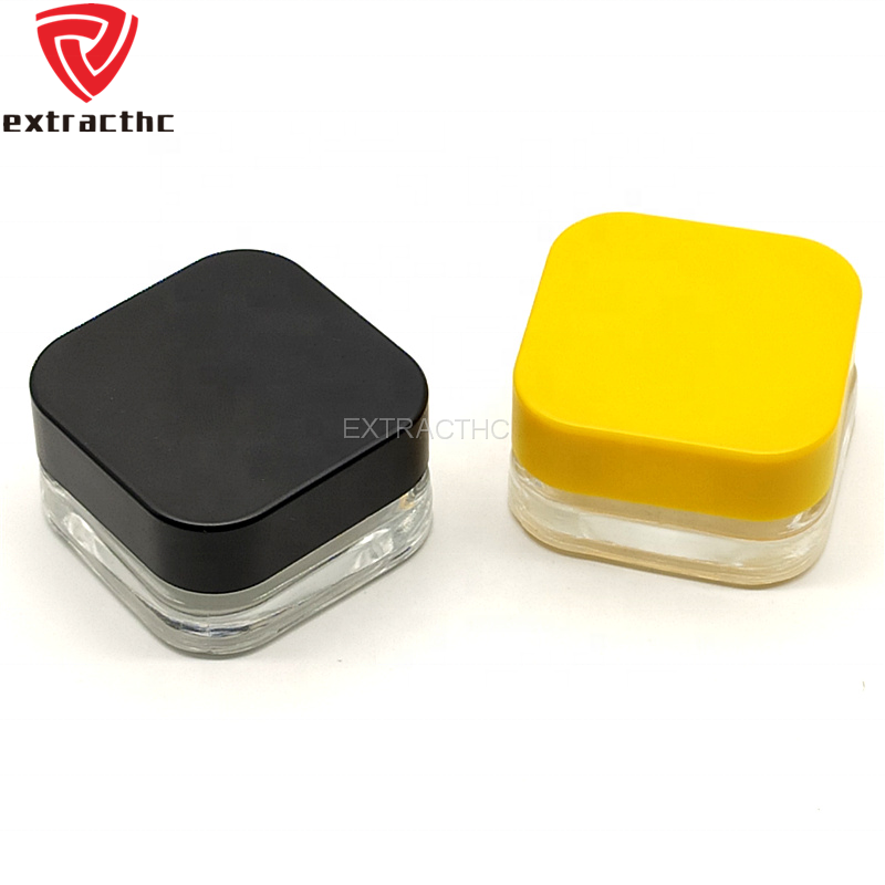 Wholesale 3ml 5ml 7ml 9ml white black Jar Square Cube Glass Jar Food Grade For Extract Concentrate Wax Child Resistance Lid