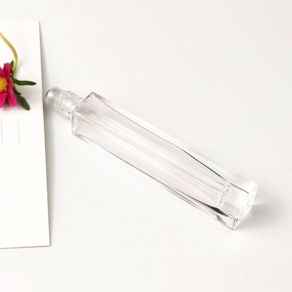 Wholesale 3ml 6ml 12ml Quadrilateral Attar Crystal Glass Perfume Essential Oil Roller Ball Bottles