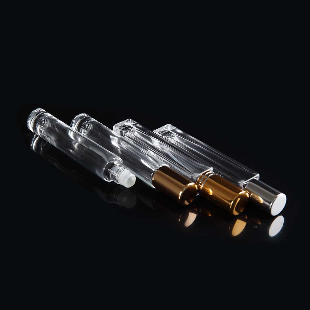 Wholesale 3ml 6ml 12ml Quadrilateral Attar Crystal Glass Perfume Essential Oil Roller Ball Bottles