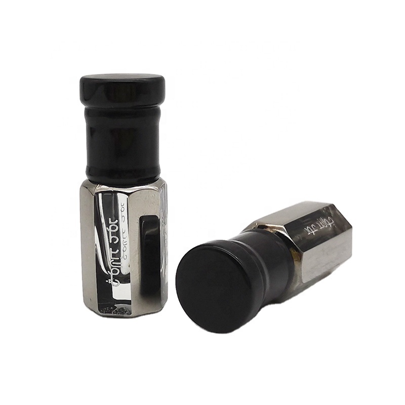 Wholesale 3ml Attar Mini Arabic Crystal Perfume Bottles Black Plating Crystal Glass Perfume Oil Bottle