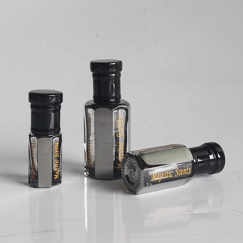 Wholesale 3ml Attar Mini Arabic Crystal Perfume Bottles Black Plating Crystal Glass Perfume Oil Bottle