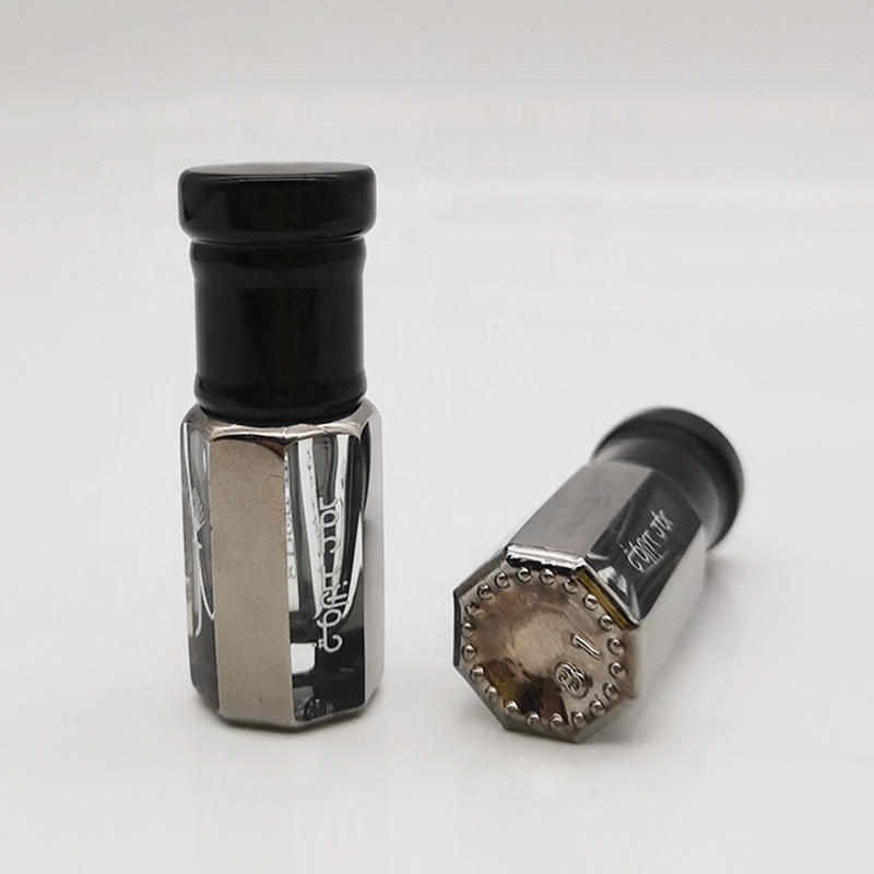 Wholesale 3ml Attar Mini Arabic Crystal Perfume Bottles Black Plating Crystal Glass Perfume Oil Bottle