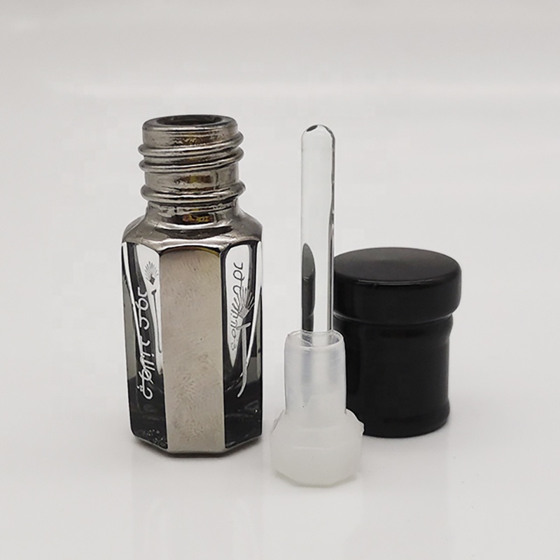 Wholesale 3ml Attar Mini Arabic Crystal Perfume Bottles Black Plating Crystal Glass Perfume Oil Bottle