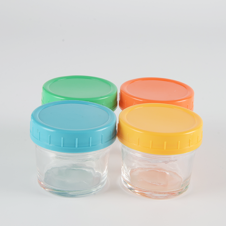 Wholesale 4 oz Food Grade Glass Storage Jar Glass Baby Food Jar With Plastic Lid