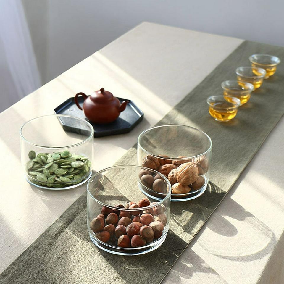 Wholesale 400mL heat resistant three-layer glass storage jar set food grade glass bowl