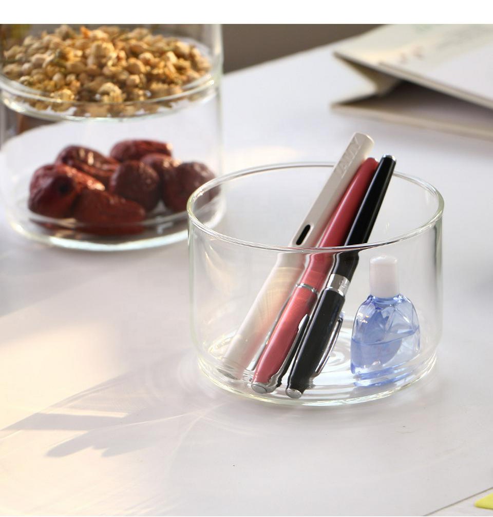 Wholesale 400mL heat resistant three-layer glass storage jar set food grade glass bowl
