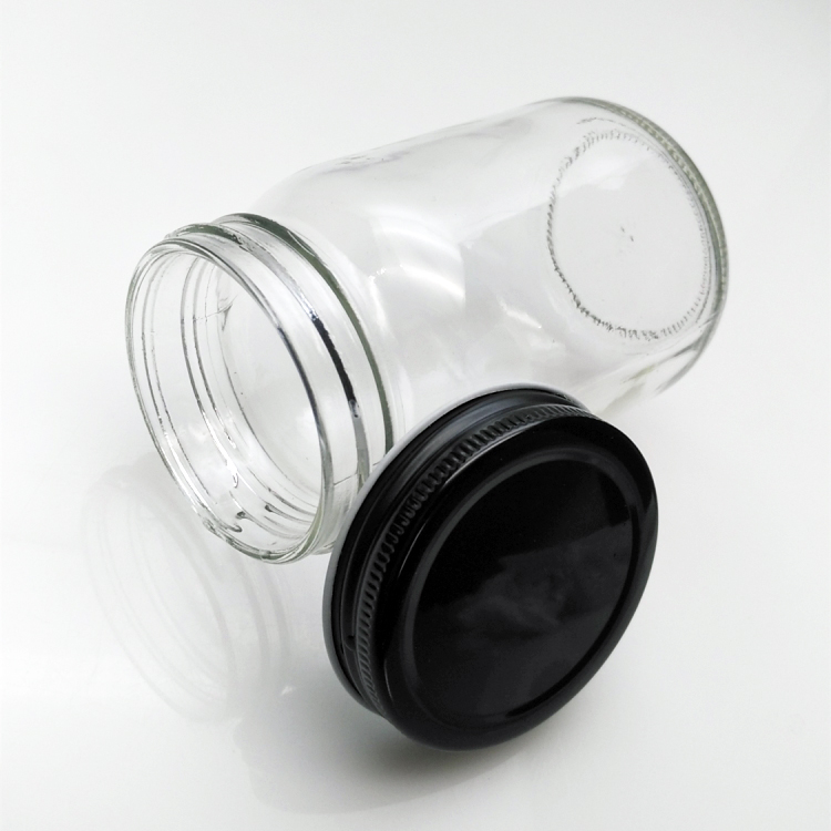 Wholesale 400ml clear round glass storage mason jar with metal lid