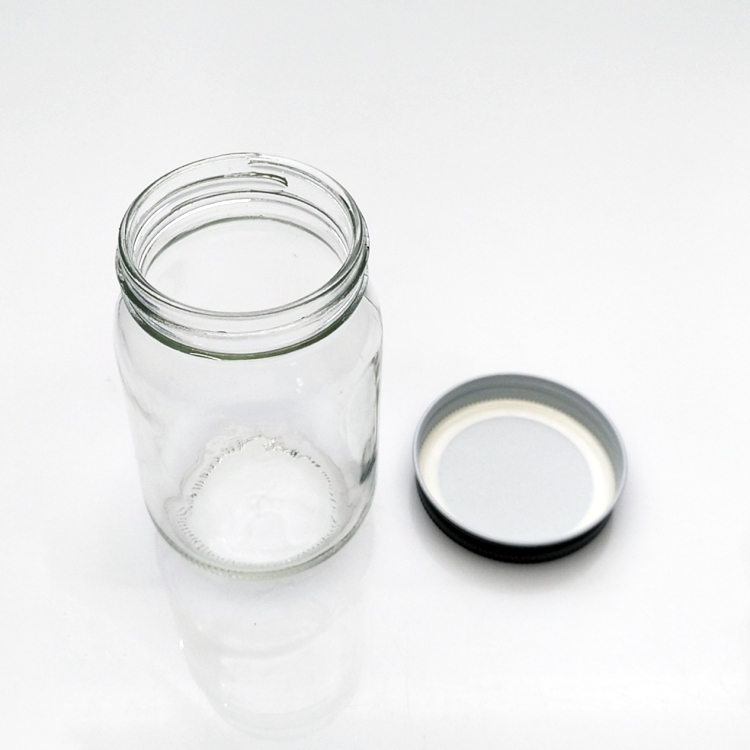 Wholesale 400ml clear round glass storage mason jar with metal lid