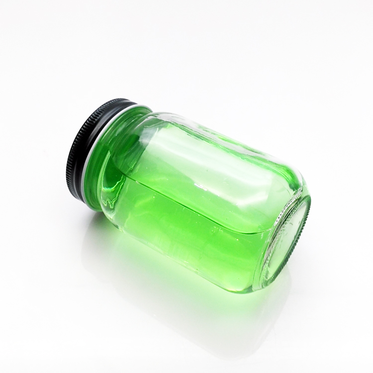 Wholesale 400ml clear round glass storage mason jar with metal lid