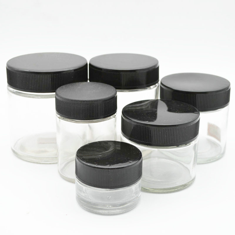 Wholesale 40ml 120ml 140ml  170ml 220ml high quality round straight sided clear glass jars with plastic childproof  lid