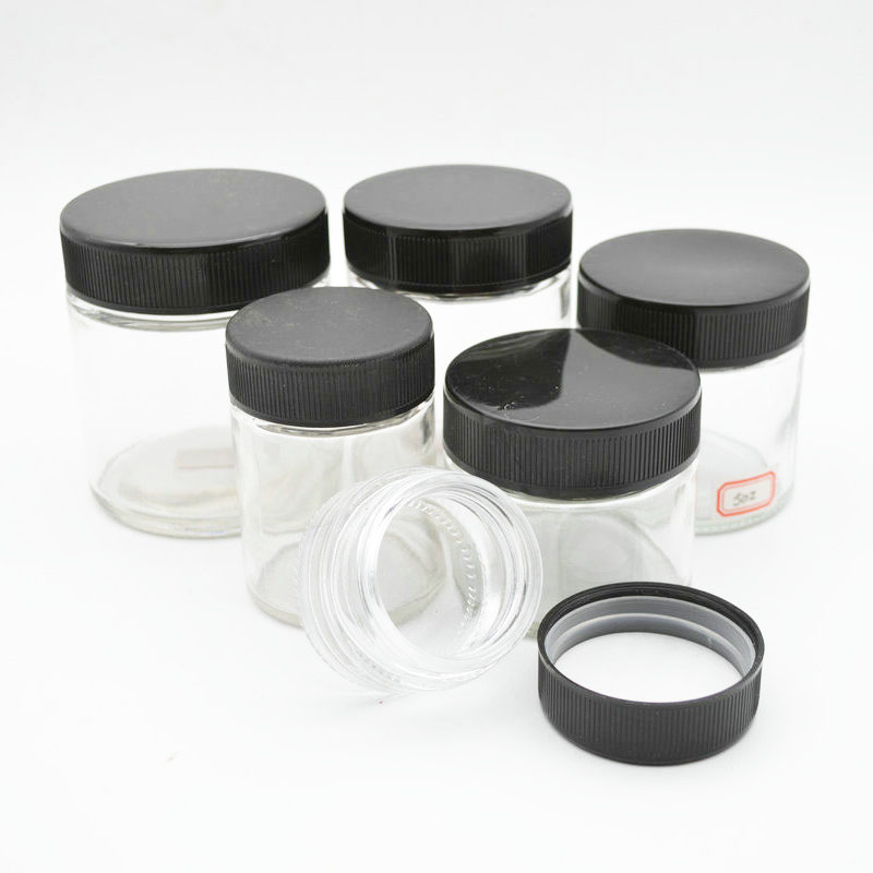 Wholesale 40ml 120ml 140ml 170ml 220ml high quality round straight sided clear glass jars with plastic childproof lid