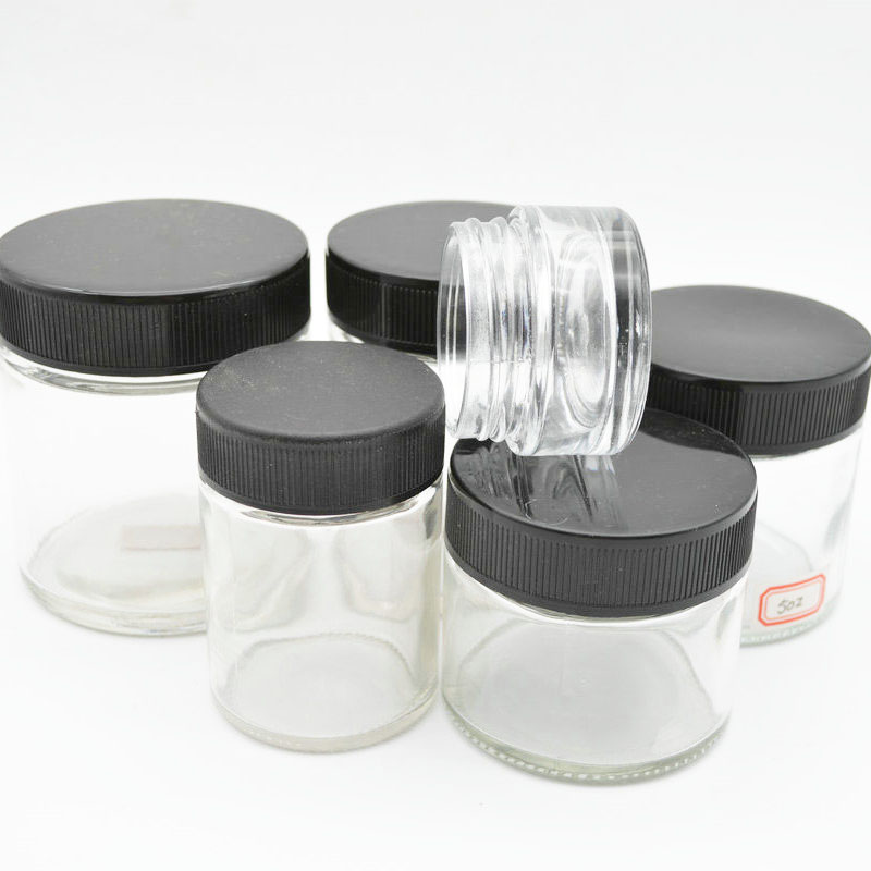 Wholesale 40ml 120ml 140ml 170ml 220ml high quality round straight sided clear glass jars with plastic childproof lid