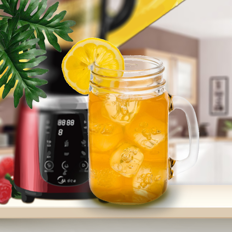 Wholesale 450/500/950ml Round Honey Clear Empty Glass Mason Jar With Golden Metal Lids