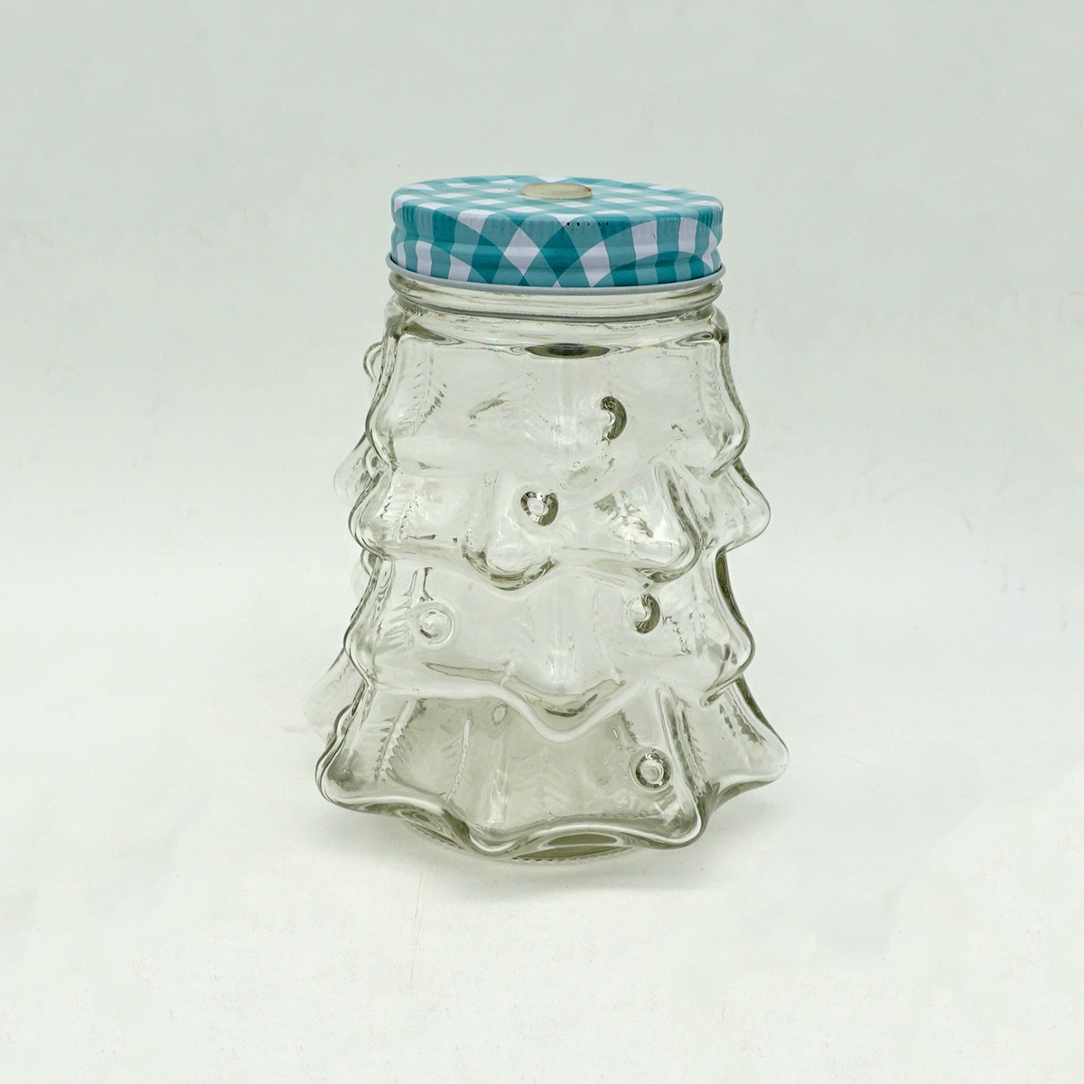 Wholesale 450ml children's snack glass jar Christmas three-piece glass storage jar with pp lid