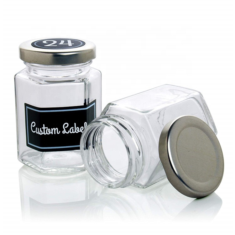 Wholesale 45ml 60ml 80ml 100ml 180ml 280ml 380ml 500ml 730ml Transparent Hexagon Glass Honey Bee Jar