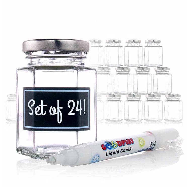 Wholesale 45ml 60ml 80ml 100ml 180ml 280ml 380ml 500ml 730ml Transparent Hexagon Glass Honey Bee Jar