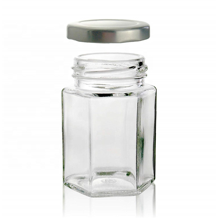 Wholesale 45ml 60ml 80ml 100ml 180ml 280ml 380ml 500ml 730ml Transparent Hexagon Glass Honey Bee Jar