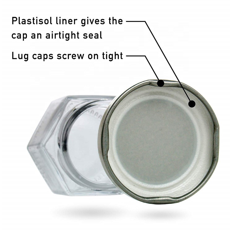 Wholesale 45ml 60ml 80ml 100ml 180ml 280ml 380ml 500ml 730ml Transparent Hexagon Glass Honey Bee Jar