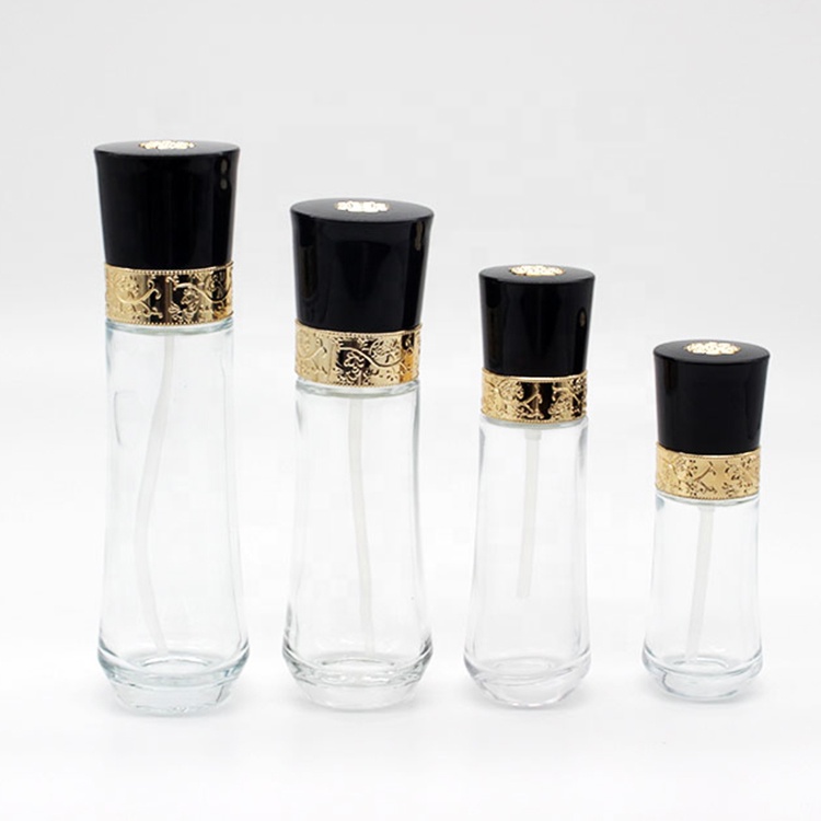 Wholesale 45ml 65ml Mini Gold Empty Perfume Glass Bottle Fancy Vintage With Gold Black Cap in Dubai