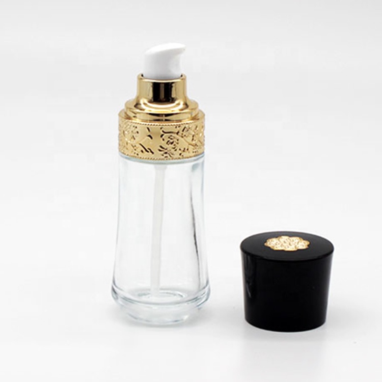 Wholesale 45ml 65ml Mini Gold Empty Perfume Glass Bottle Fancy Vintage With Gold Black Cap in Dubai