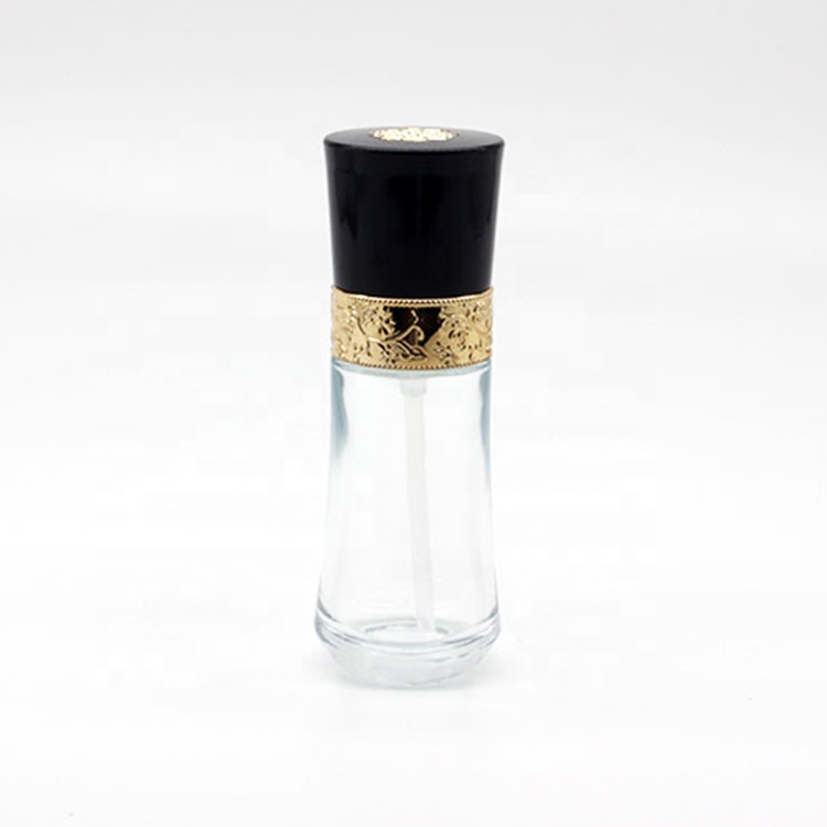 Wholesale 45ml 65ml Mini Gold Empty Perfume Glass Bottle Fancy Vintage With Gold Black Cap in Dubai