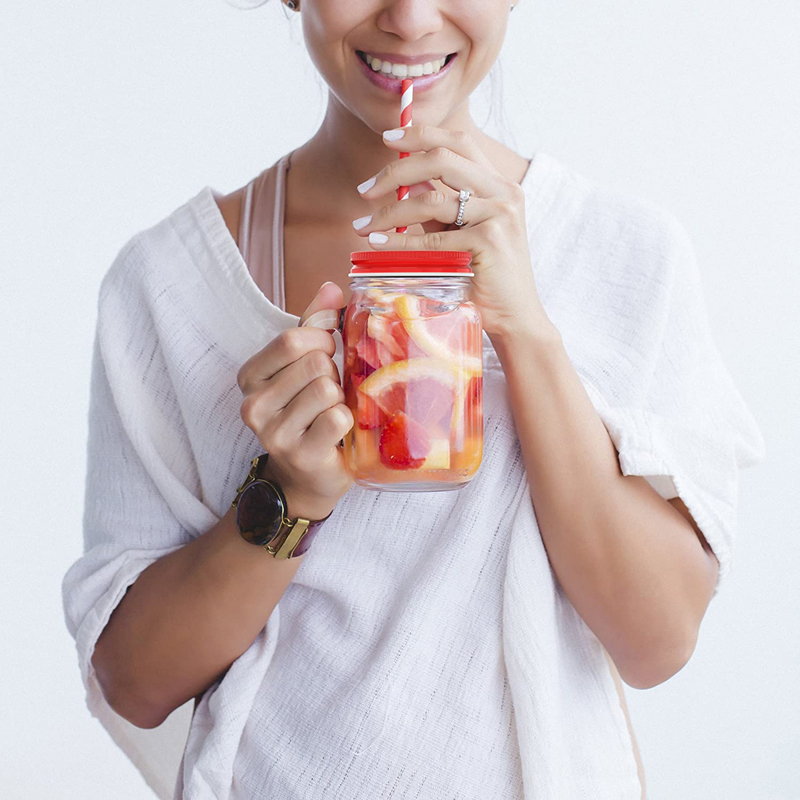 Wholesale 480ml 16oz Juice Drinking Glass Mason Jar with Handle