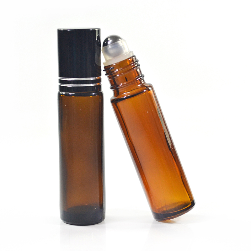 Wholesale 4ml 6ml 8ml 10ml 15ml natural clear amber blue perfume eye cream essential oil steel ball roll on glass bottle