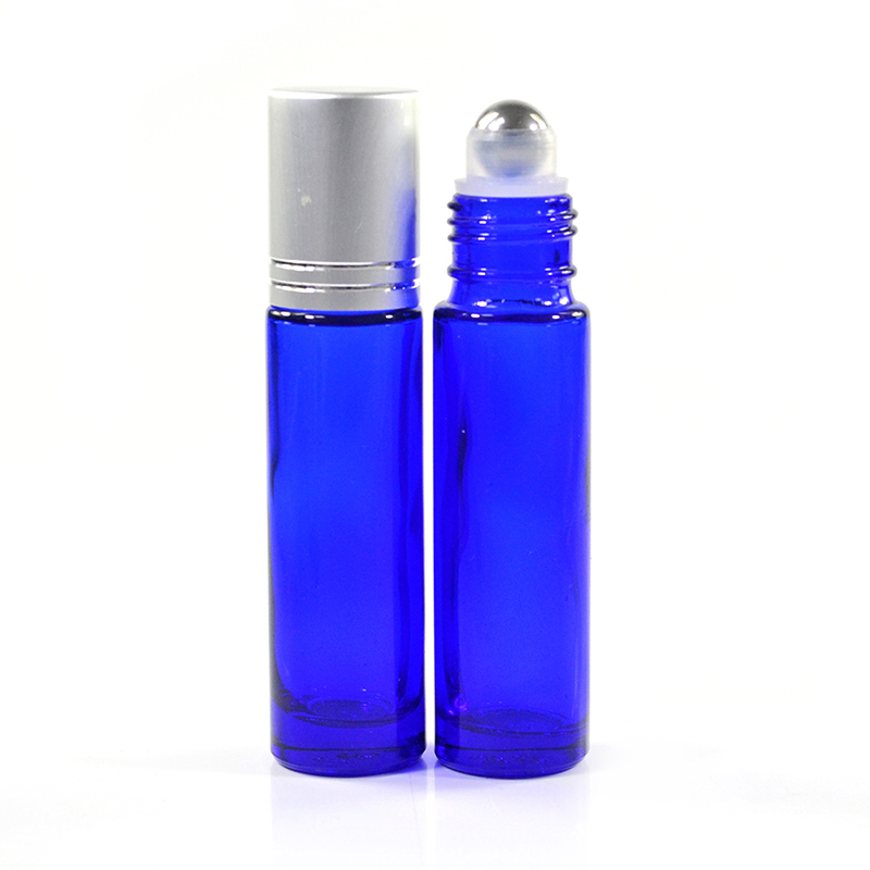 Wholesale 4ml 6ml 8ml 10ml 15ml natural clear amber blue perfume eye cream essential oil steel ball roll on glass bottle