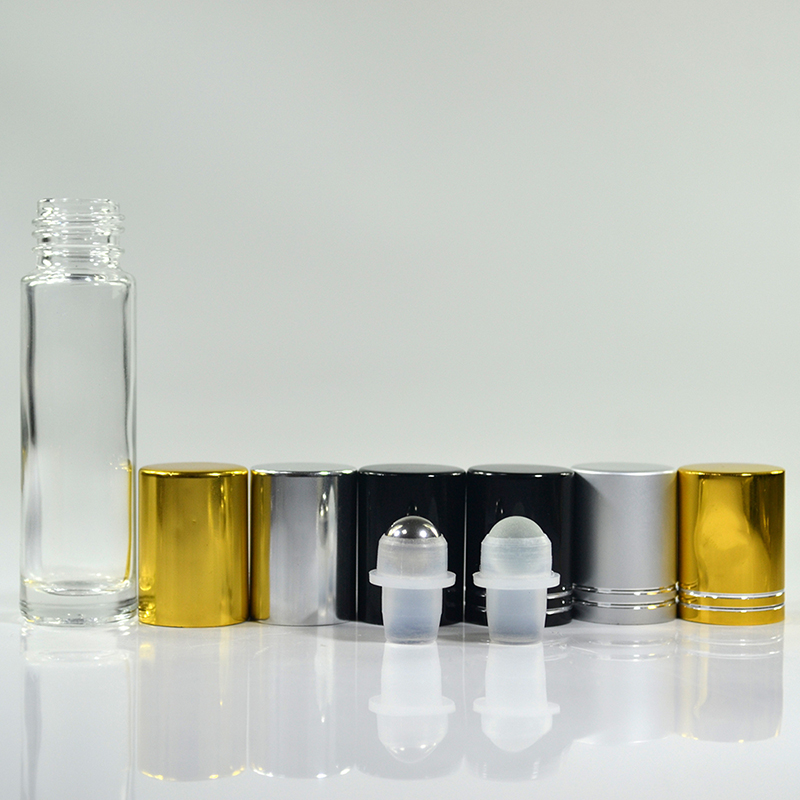 Wholesale 4ml 6ml 8ml 10ml 15ml natural clear amber blue perfume eye cream essential oil steel ball roll on glass bottle