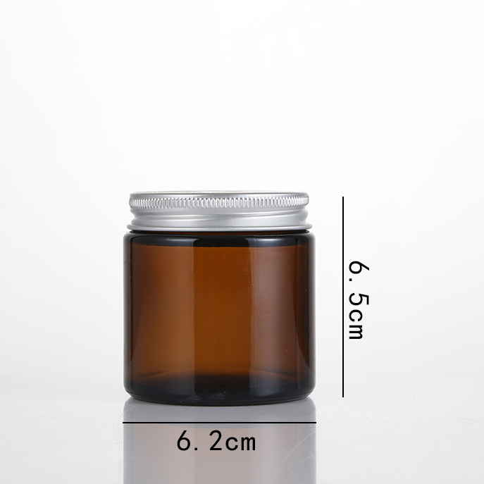 Wholesale 4oz 8oz 9oz Luxury Glass Amber Jars With Aluminum Lid