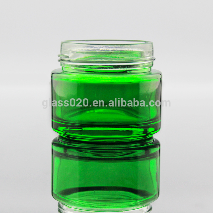 Wholesale 5 10 15 20 30 50 100g Empty Green Glass Cosmetic Cream Jar With Silver Lid