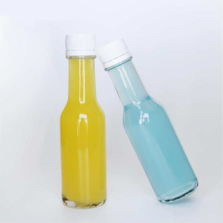 Wholesale 5 oz 150ml  Clear Hot Sauce Chili Glass Sauce Bottle With Plastic Lids for BBQ Sauce