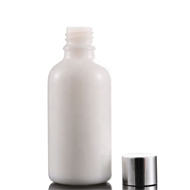 Wholesale 50 ml 100 ml Cosmetic white porcelain opal glass bottle with dropper pump spray screw cap packaging series