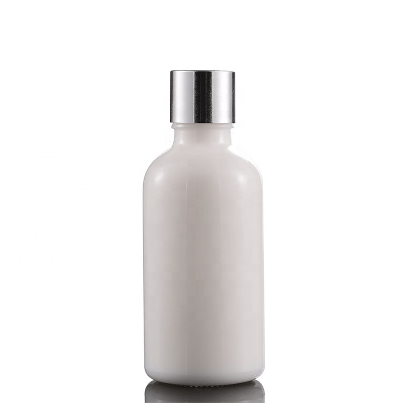 Wholesale 50 ml 100 ml Cosmetic white porcelain opal glass bottle with dropper pump spray screw cap packaging series