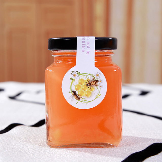 Wholesale 50 ml-730 ml prismatic hexagonal empty jam honey glass jars pickles bottles with lids