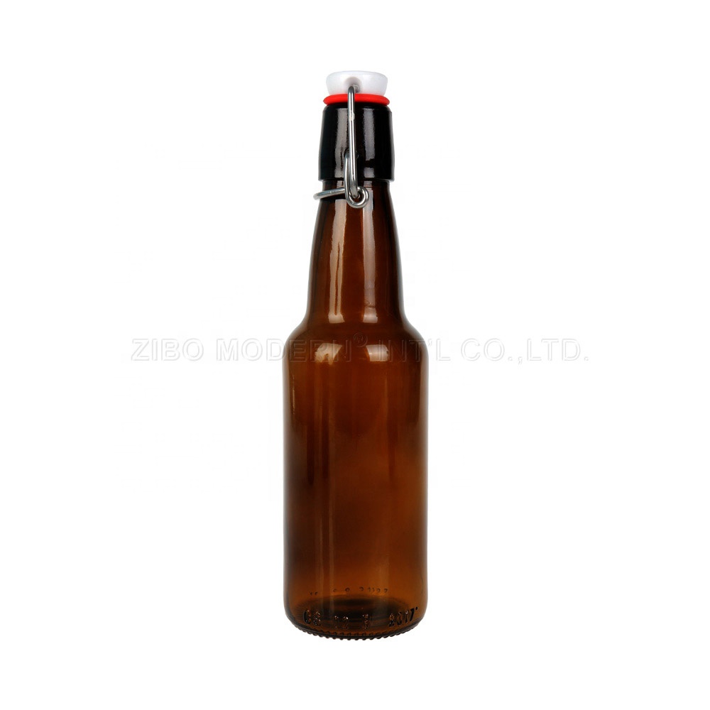 Wholesale 500 ml / 1000 ml Amber Grolsch Style Airtight Swing Top Bottle, Beer Bottle Amber Glass Bottle